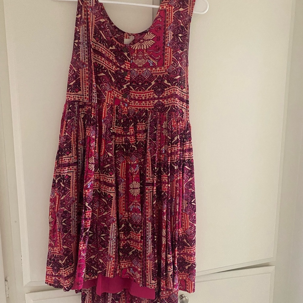 Free People Bohemian Pink and Red Sleeveless Dress